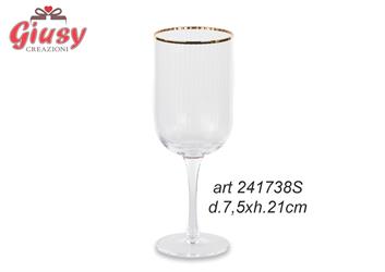 Set Da 6 Calici In Vetro Con Profilo Oro Diametro 7,5xH.21 Cm Completo Di Scatola 1*4