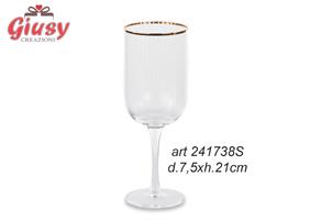 Set Da 6 Calici In Vetro Con Profilo Oro Diametro 7,5xH.21 Cm Completo Di Scatola 1*4