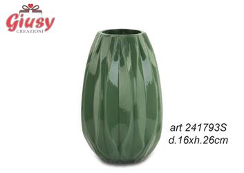 Vaso Onde In Vetro Color Verde Scuro Diametro 16xH.26 Cm 2*4