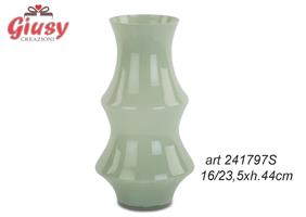 Vaso In Vetro Color Verde Salvia Diametro 16/23,5xH.44 Cm