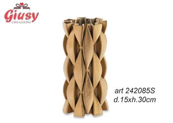 Vaso Intreccio In Porcellana Impermeabile Color Oro Diametro 15xH.30 Cm 1*4