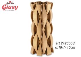 Vaso Intreccio In Porcellana Impermeabile Color Oro Diametro 19xH.40 Cm 1*4