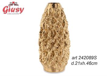 Vaso Corteccia In Porcellana Impermeabile Color Oro Diametro 21xH.46 Cm 1*4