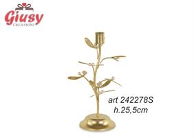 Portacandela Vischio In Metallo Color Oro H.25,5 Cm 1*16