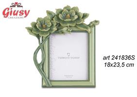 Portafoto Con Fiori Verdi e Oro 18X23,5 Cm    4*24