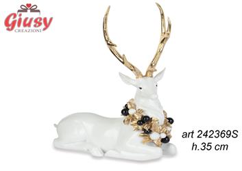 Cervo Bianco Oro E Nero, H 35 Cm   1*4