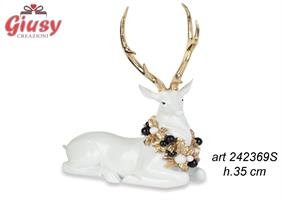 Cervo Bianco Oro E Nero, H 35 Cm   1*4