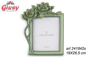 Portafoto Con Fiori Verdi e Oro 19X26,5 Cm     3*18