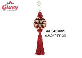 Sfera In Velluto Color Bordeaux E Oro Con Nappa Diametro 6,5xH.22 Cm 12*48