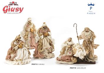 Set Re Magi In Resina Con Vestito In Stoffa H.26,5 Cm 1*4