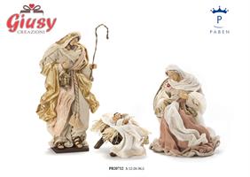 Set Natività In Resina Con Vestiti In Sfoffa H.36,5 Cm 1*2