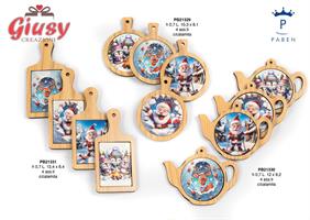 Vassoio Con Magnete In Legno E Mattonella In Porcellana Con Soggetti Natalizi 4 Soggetti Assortiti 10,3 Cm 24*288