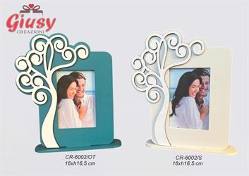 Portafoto In Legno Color Sabbia Con Albero Della Vita 16xH.16,5 Cm Completo Di Scatola