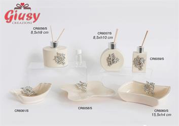 Profumatore Tondo In Vetro Color Sabbia Con Uva 8,5xH.10 Cm Completo Di Scatola