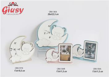 Orologio In Legno Con Orso Color Sabbia Completo Di Scatola 26XH23,5 CM