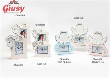 Sveglia Con Angelo In Legno Colore Azzurro 9xH.14,5 Cm Comepleto Di Scatola