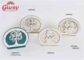 Orologio Arco In Legno Con Albero Color Ottanio 17,5xH.14 Cm Completo Di Scatola