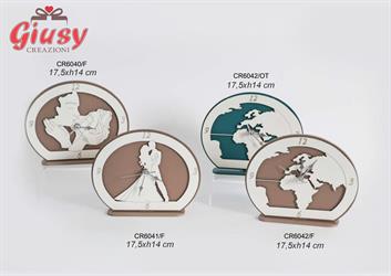 Orologio Arco In Legno Con Mondo Color Fango Completo Di Scatola 17,5XH14 CM