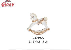 Cavallo A Dondolo In Resina Color Bianco E Oro L12X.H11,5 Cm     4*48