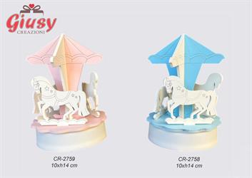 Carillon Giostrina In Legno Color Rosa 10xH.14 Cm Completa Di Scatola