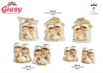 Natività Spiritosa In Resina 3 Soggetti Assortiti 7,3 Cm  12*96