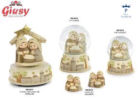 Globo In Vetro Con Natività Bambini In Resina 11 Cm 4*12