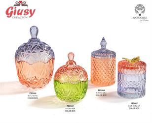 Scatola In Vetro Bicolore 12,6 Cm Completa Di Scatola 3*18