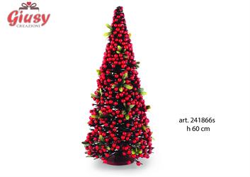 Albero Artificiale Con Bacche Rosse H 60 Cm