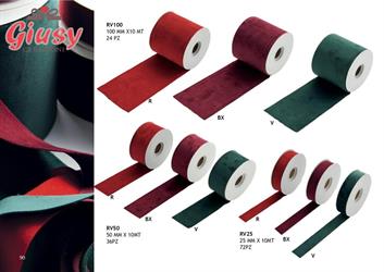 Nastro Raso In Velluto Colore Rosso 25 MM X 10 MT 6*72