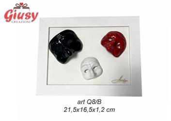 Quadretto Cornice Bianca 21,5X16,5X1,2 Cm Con Tre Maschere Pulcinella Completa Di Scatola