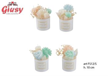 Candele In Vasetto Quattro Soggetti Assortiti H  10 Cm 4*24