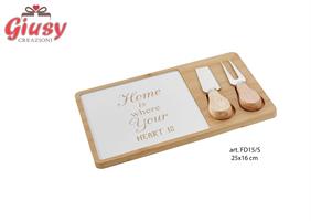 Set Tagliere Formaggio In Legno 25x16 Cm 1*24