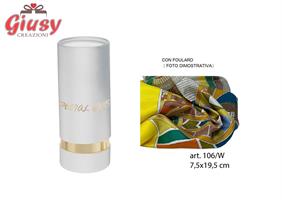 Foulard Con Scatola Tonda Bianca 7,5X19,5 Cm  1*72