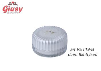 Barattolo In Vetro Color Bianco Con Candela Profumata Diametro 8xH.5,5 Cm Completa Di Scatola 1*48