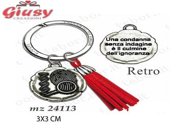 Portachiavi Criminologia In Ottone Bagnato In Argento