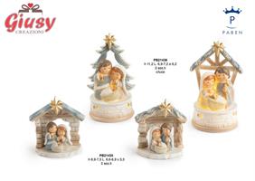 Natività Spiritosa Con Capanna 2 Soggetti Assortiti In Resina Con Luce H.11,2 Cm  6*72