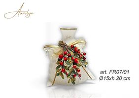 Vaso Dea Flower In Vetro Color Bianco Satinato Con Fiore Natalizio Diametro 15xH.20 Cm Completo Di Scatola