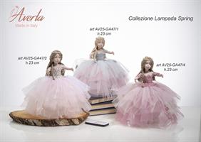 Lampada Con Sfera Da 12 Cm Con Dama Collezione Spring H.23 Cm Vestito Rosa Baby Con Telecomando Multicolor
