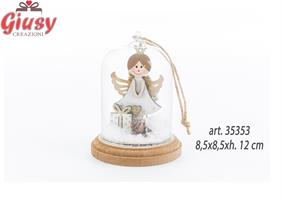 Appendino Campana In Vetro Con Interno Angelo Natalizio 8,5x8,5xh.12 Cm 6*72