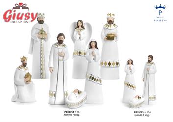 Set Natività Stilizzato In Resina 3 Soggetti H.17,4 Cm 4*36