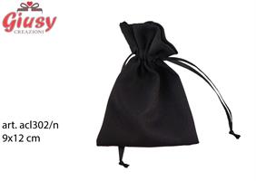 Sacchetto In Cotone Color Nero  9xH.12 Cm