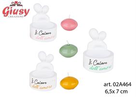 Porta Candela Con Candela Tre Soggetti Assortiti 6,5X7.5 Cm    6*48