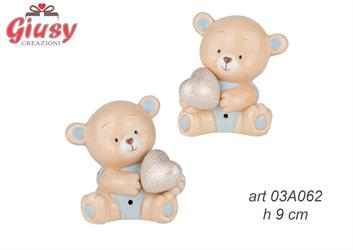 Orso Led In Resina Due Soggetti Assortiti, Azzurro H 9 Cm 4*72