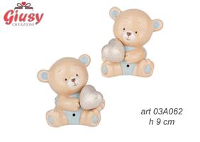 Orso Led In Resina Due Soggetti Assortiti, Azzurro H 9 Cm 4*72