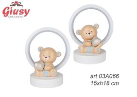 Orso Lucido Con Led Azzurro Due Soggetti Assortiti 15XH18 Cm 2*18