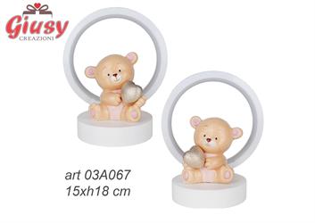 Orso Lucido Con Led Azzurro Due Soggetti Assortiti 15XH18 Cm 2*18O
