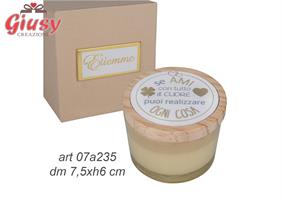 Vasetto Candela Con Cuore Completa Di Scatola D7,5XH6 Cm    1*48