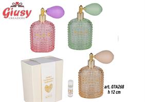 Diffusore Spray In Vetro, Tre Soggetti Assortiti Completo Di Scatola, H 12 Cm      3*36