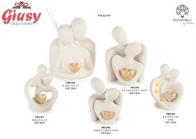 Set Innamorati Con Cuore Due Soggetti In Porcellana Completa Di Scatola 4*48