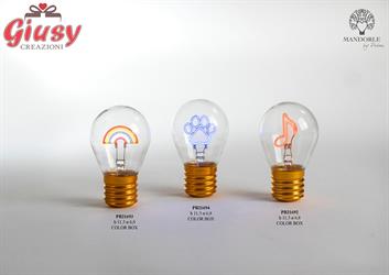 Lampadina Con AARCOBALENO In Vetro E Metallo 11,3 Cm Completo Di Scatola  3*24